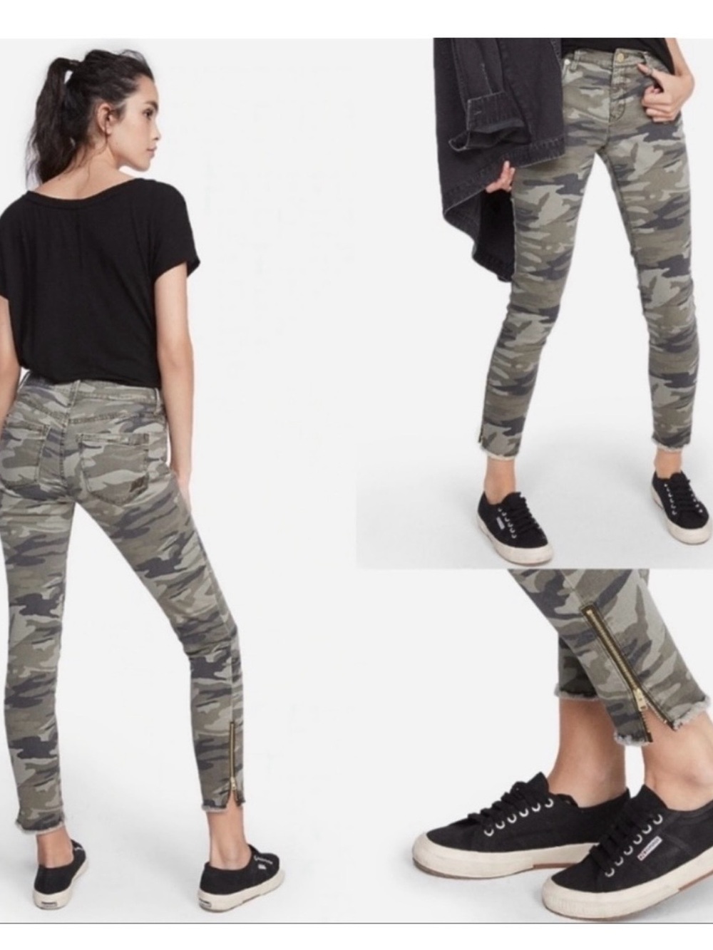 Express Mid Rise Camo Skinny Ankle Jeggings Size 4R